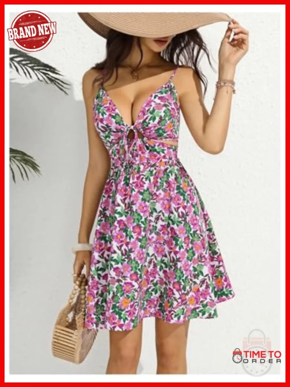 Boho Floral Sleeveless V-Neck Cut Out Cami Sundress
